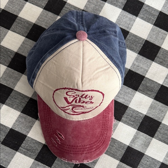 Salty Vibes Two-Tone Cap - Cream and Burgundy - Picture 4 of 9